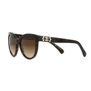 CHANEL Dark Havana Brown Gold Oversized Sunglasses